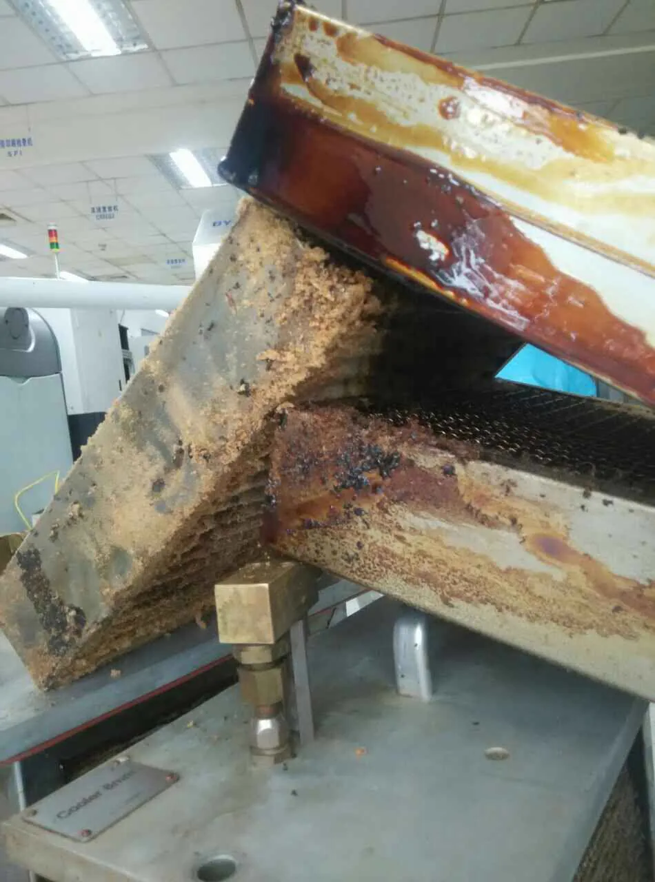 Reflow oven cooler before cleaning