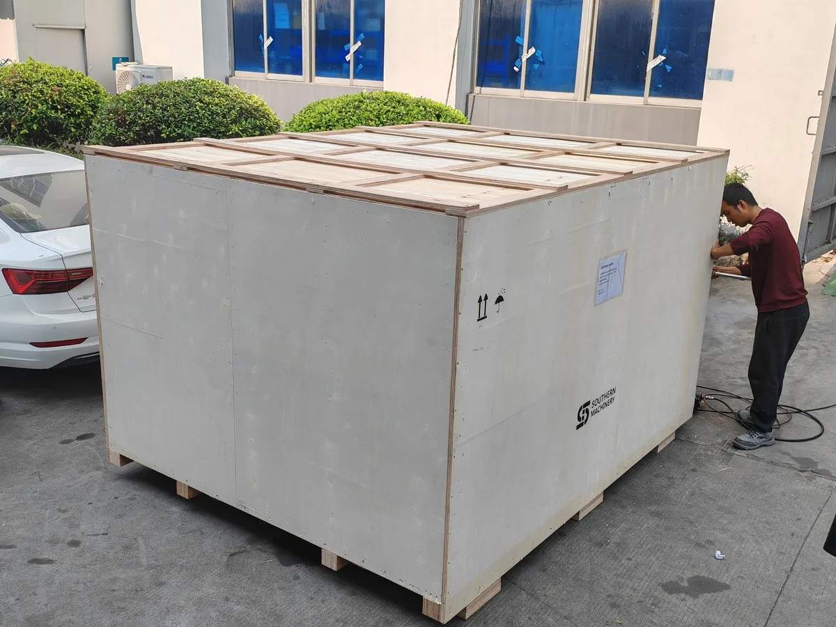 PCB cleaning machine during pre-shipment packaging and crating