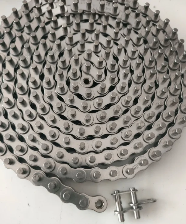 Stainless steel pin chain for a reflow oven conveyor