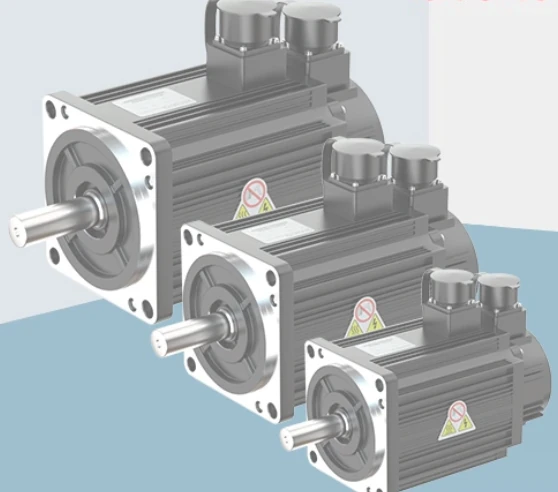 Three industrial servo motors used in automation systems